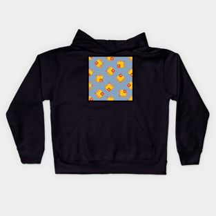 yellow fish on blue background Kids Hoodie